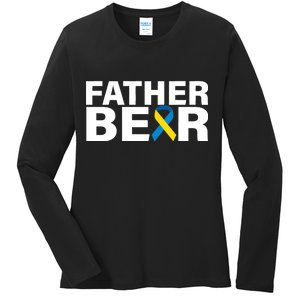 Father Bear Down Syndrome Awareness Ladies Long Sleeve Shirt