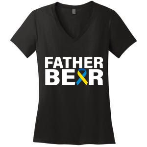 Father Bear Down Syndrome Awareness Women's V-Neck T-Shirt