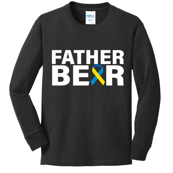 Father Bear Down Syndrome Awareness Kids Long Sleeve Shirt