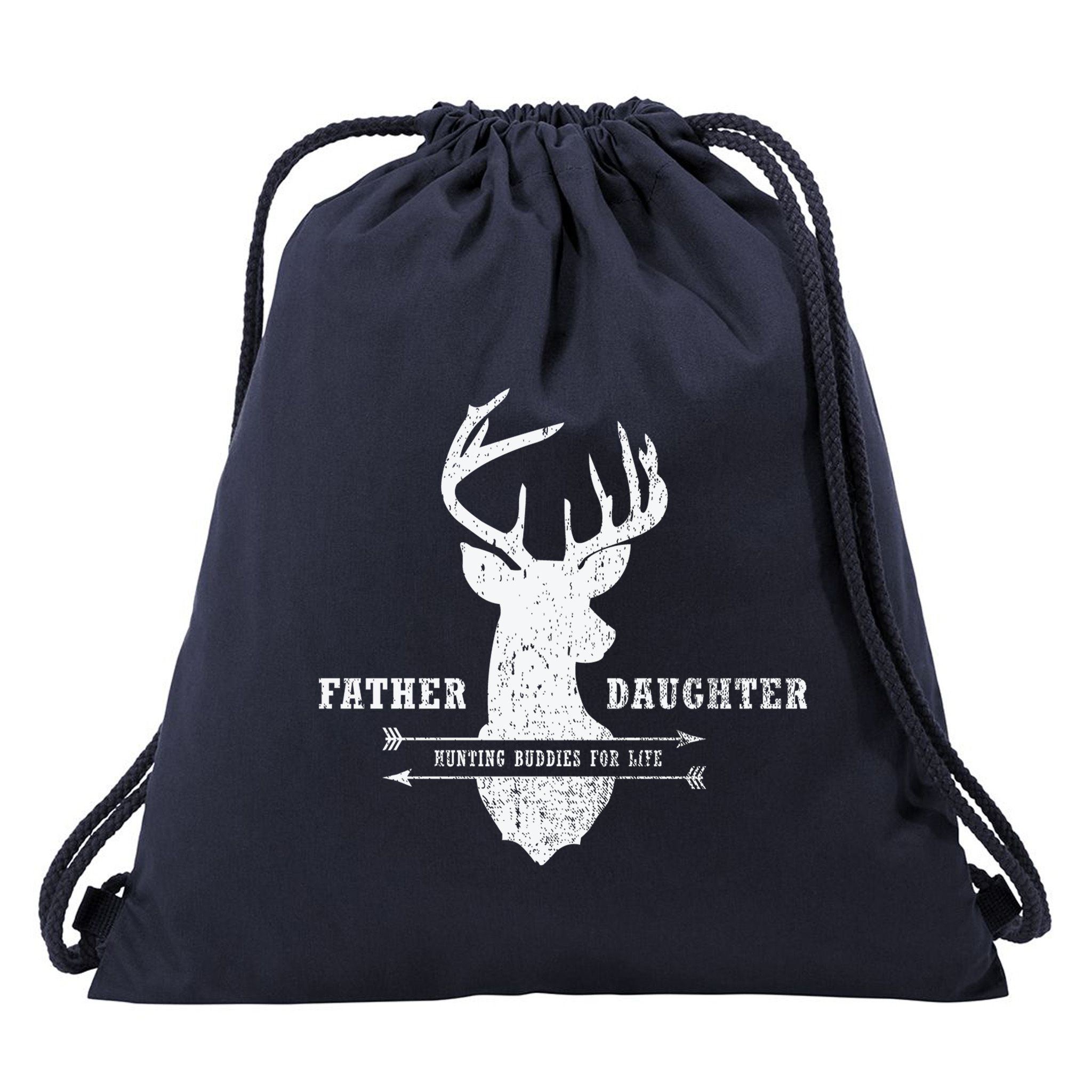 Father Daughter Hunting Drawstring Bag