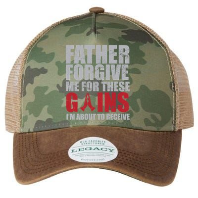 Father Forgive Me For These Gains  Legacy Tie Dye Trucker Hat