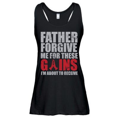 Father Forgive Me For These Gains  Ladies Essential Flowy Tank