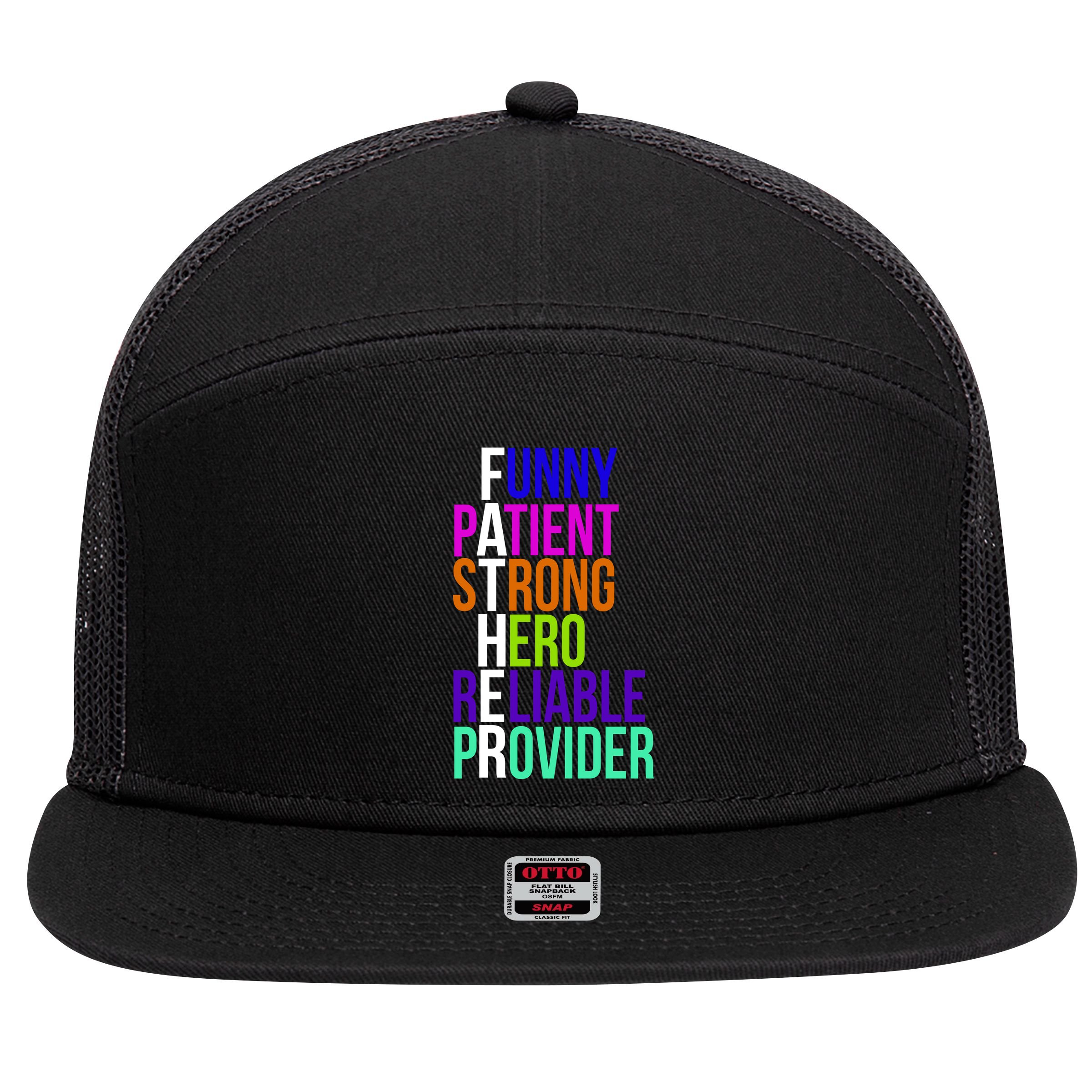 Father Funny Patient Strong Hero Provider 7 Panel Mesh Trucker Snapback Hat