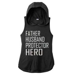 Father Husband Protector Hero Ladies PosiCharge Tri-Blend Wicking Draft Hoodie Tank