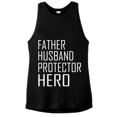 Father Husband Protector Hero Ladies PosiCharge Tri-Blend Wicking Tank