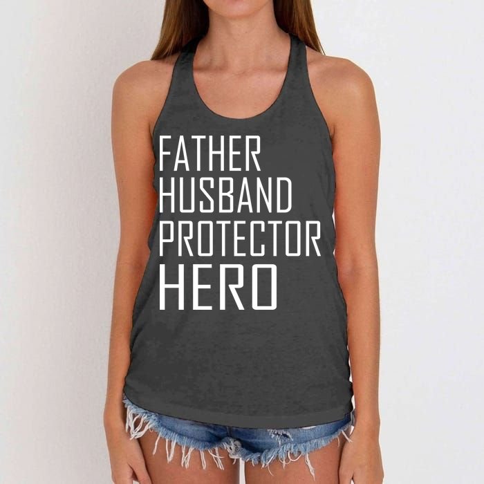 Father Husband Protector Hero Women's Knotted Racerback Tank