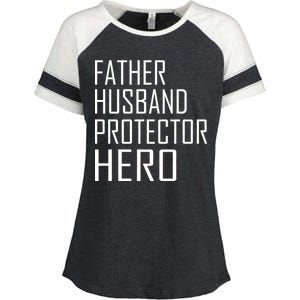 Father Husband Protector Hero Enza Ladies Jersey Colorblock Tee