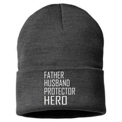 Father Husband Protector Hero Sustainable Knit Beanie