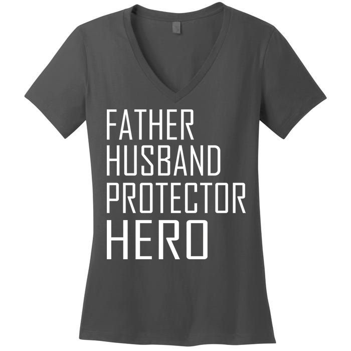 Father Husband Protector Hero Women's V-Neck T-Shirt