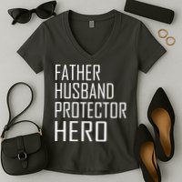Father Husband Protector Hero Women's V-Neck T-Shirt