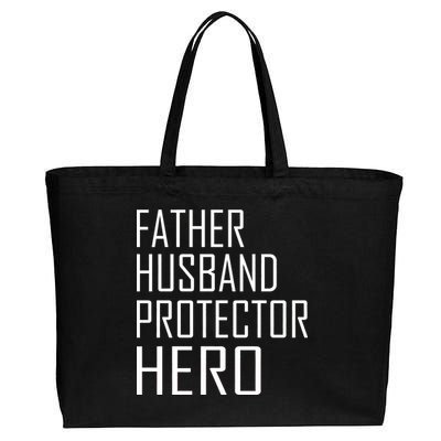 Father Husband Protector Hero Cotton Canvas Jumbo Tote