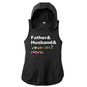 Father Husband Veteran Hero Ladies PosiCharge Tri-Blend Wicking Draft Hoodie Tank