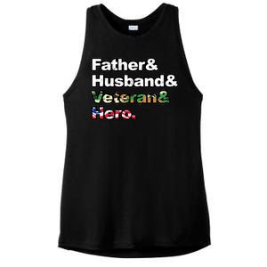 Father Husband Veteran Hero Ladies PosiCharge Tri-Blend Wicking Tank