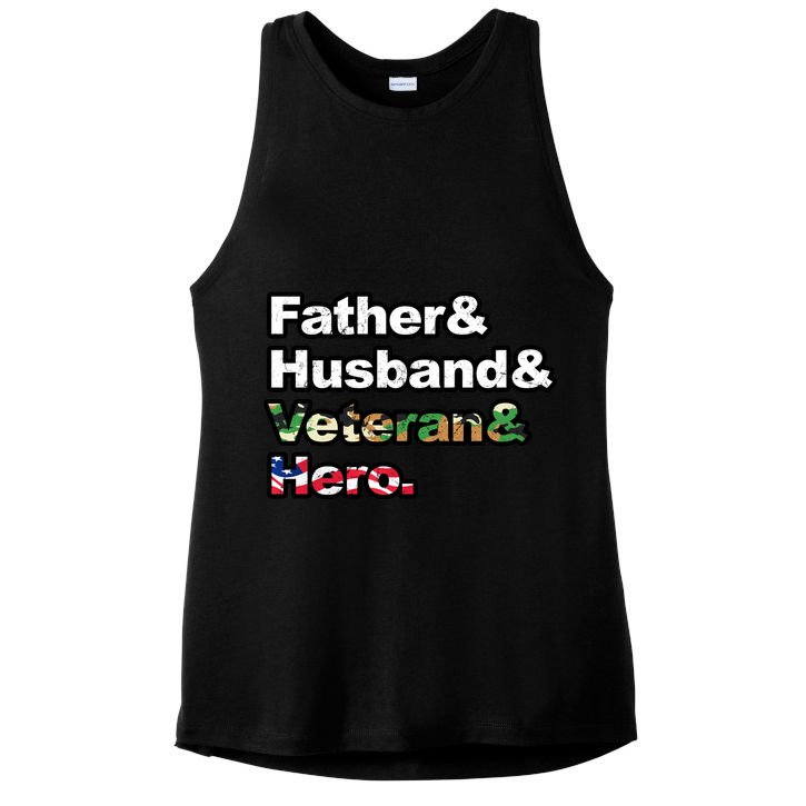 Father Husband Veteran Hero Ladies PosiCharge Tri-Blend Wicking Tank