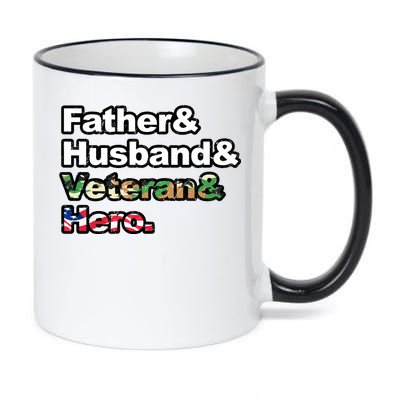 Father Husband Veteran Hero 11oz Black Color Changing Mug