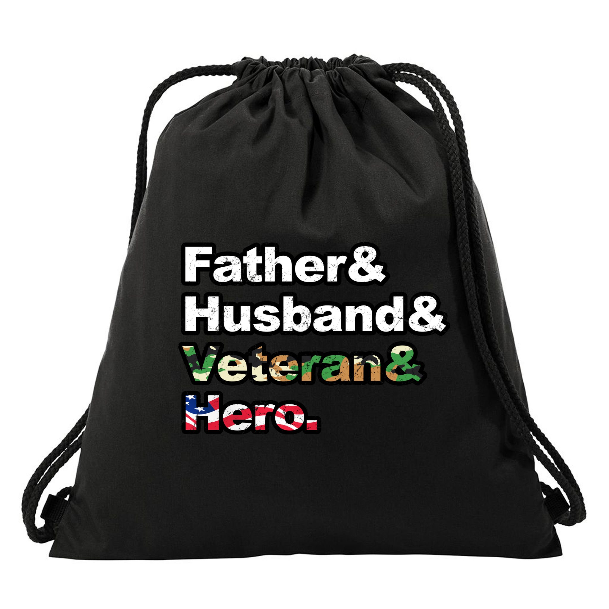 Father Husband Veteran Hero Drawstring Bag