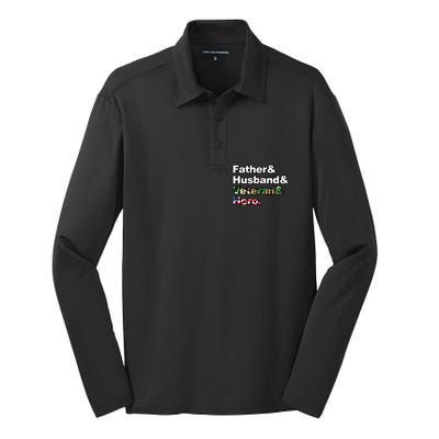 Father Husband Veteran Hero Silk Touch Performance Long Sleeve Polo