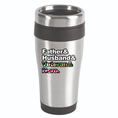 Father Husband Veteran Hero 16oz Travel Tumbler