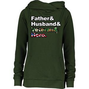 Father Husband Veteran Hero Womens Funnel Neck Pullover Hood