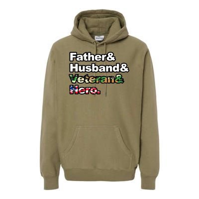 Father Husband Veteran Hero Premium Hoodie