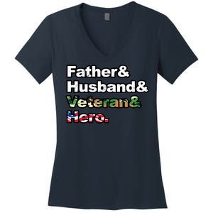 Father Husband Veteran Hero Women's V-Neck T-Shirt