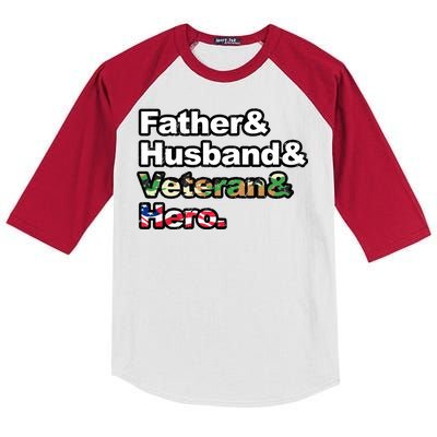 Father Husband Veteran Hero Kids Colorblock Raglan Jersey