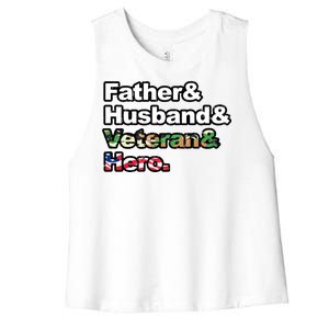 Father Husband Veteran Hero Women's Racerback Cropped Tank