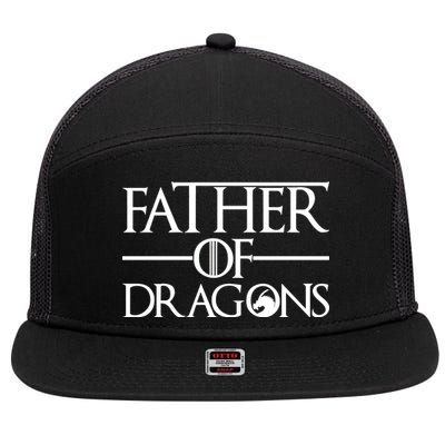 Father Of Dragons Funny Fathers Day 7 Panel Mesh Trucker Snapback Hat