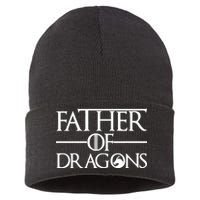 Father Of Dragons Funny Fathers Day Sustainable Knit Beanie