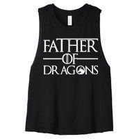 Father Of Dragons Funny Fathers Day Women's Racerback Cropped Tank