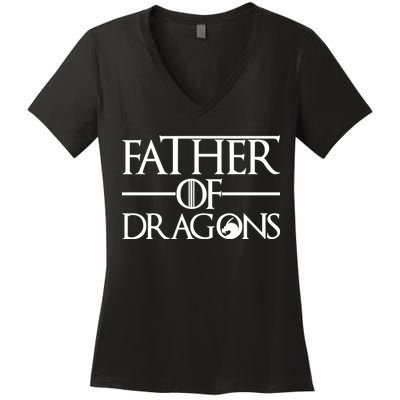 Father Of Dragons Funny Fathers Day Women's V-Neck T-Shirt