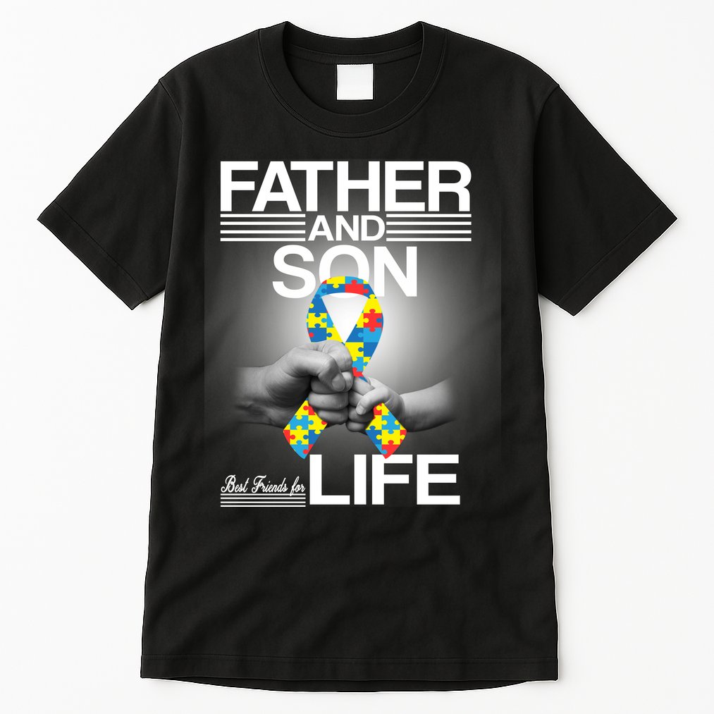 Father Son Best Friends For Life Autism Awareness Tall T-Shirt