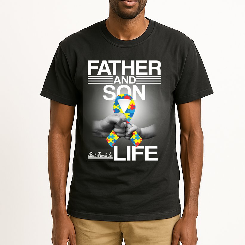 Father Son Best Friends For Life Autism Awareness Tall T-Shirt