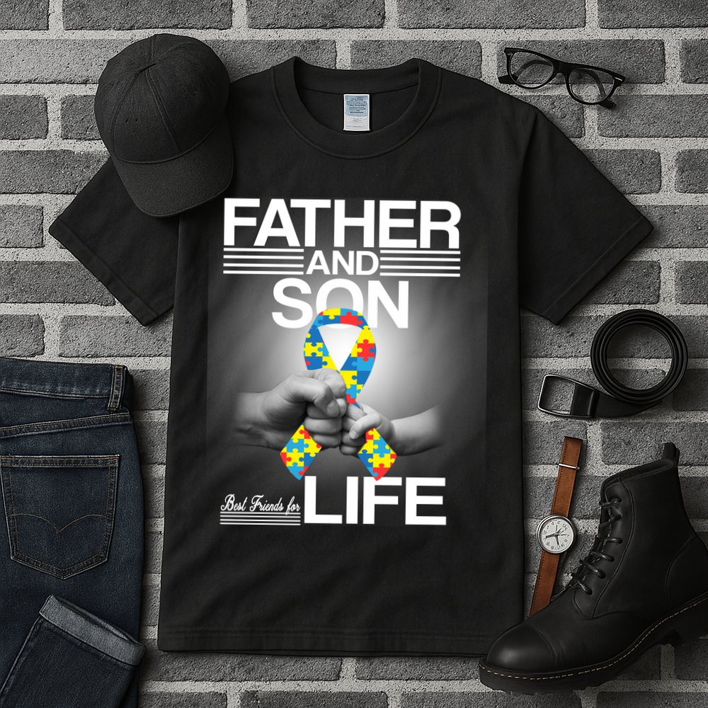 Father Son Best Friends For Life Autism Awareness Tall T-Shirt