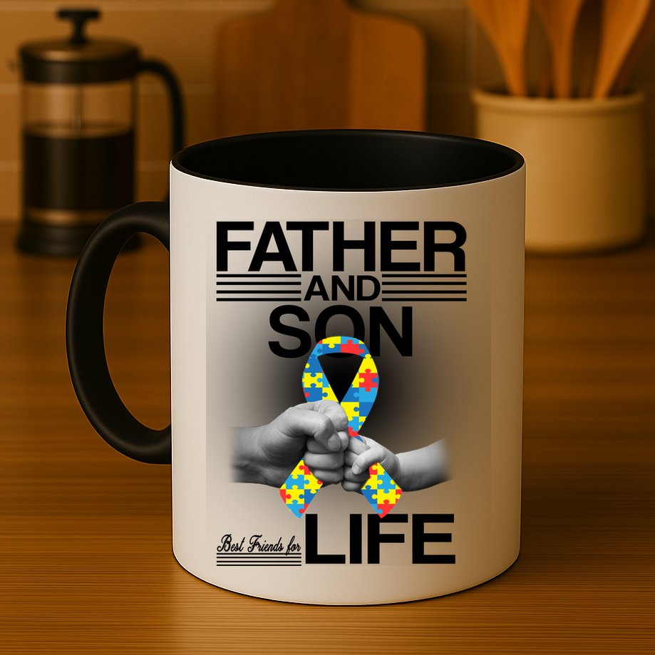 Father Son Best Friends For Life Autism Awareness Mug