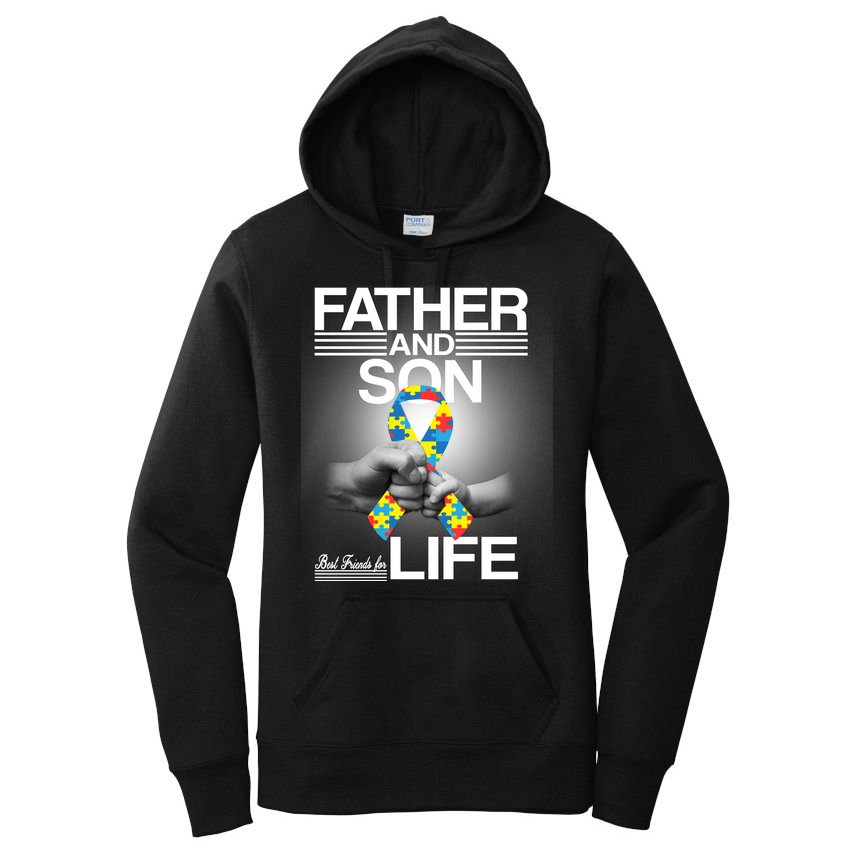 Father Son Best Friends For Life Autism Awareness Women's Pullover Hoodie