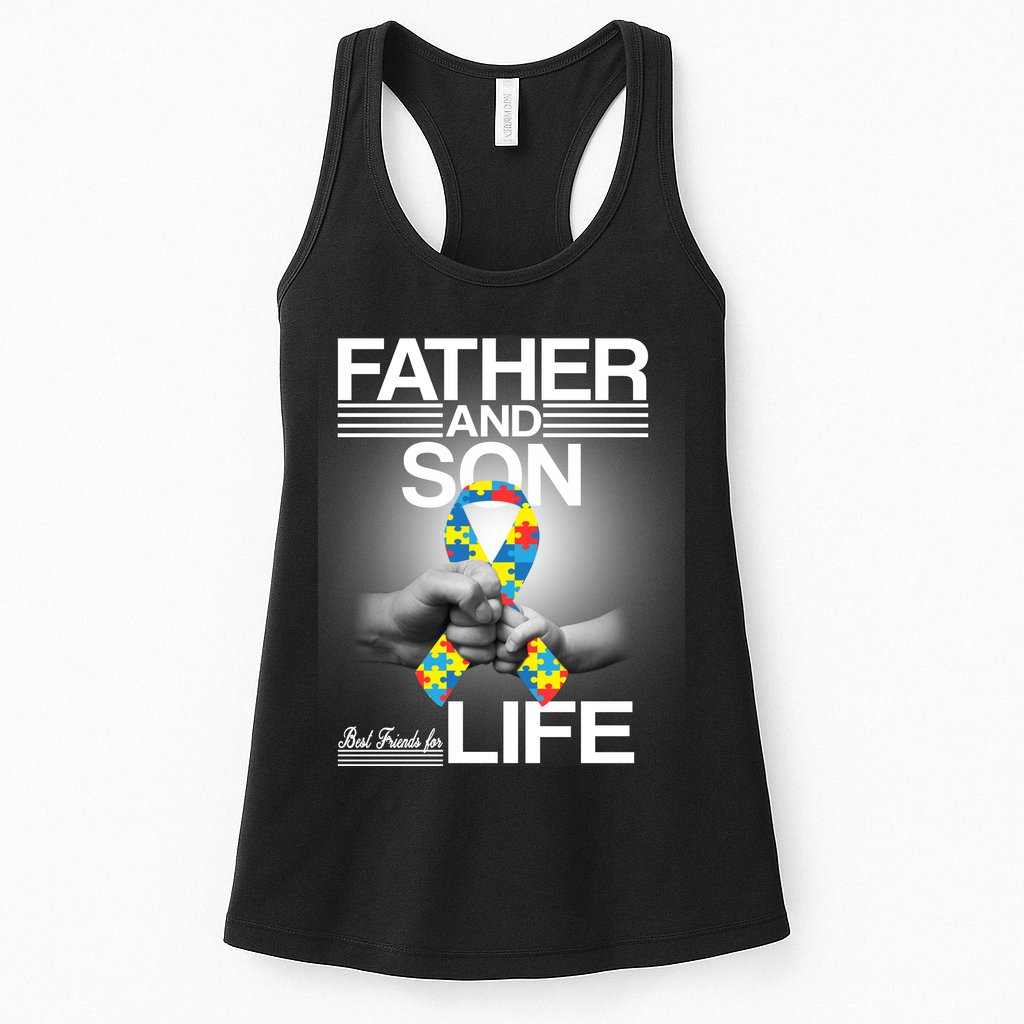 Father Son Best Friends For Life Autism Awareness Womens Tank Top