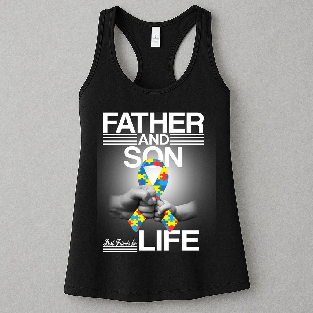 Father Son Best Friends For Life Autism Awareness Womens Tank Top