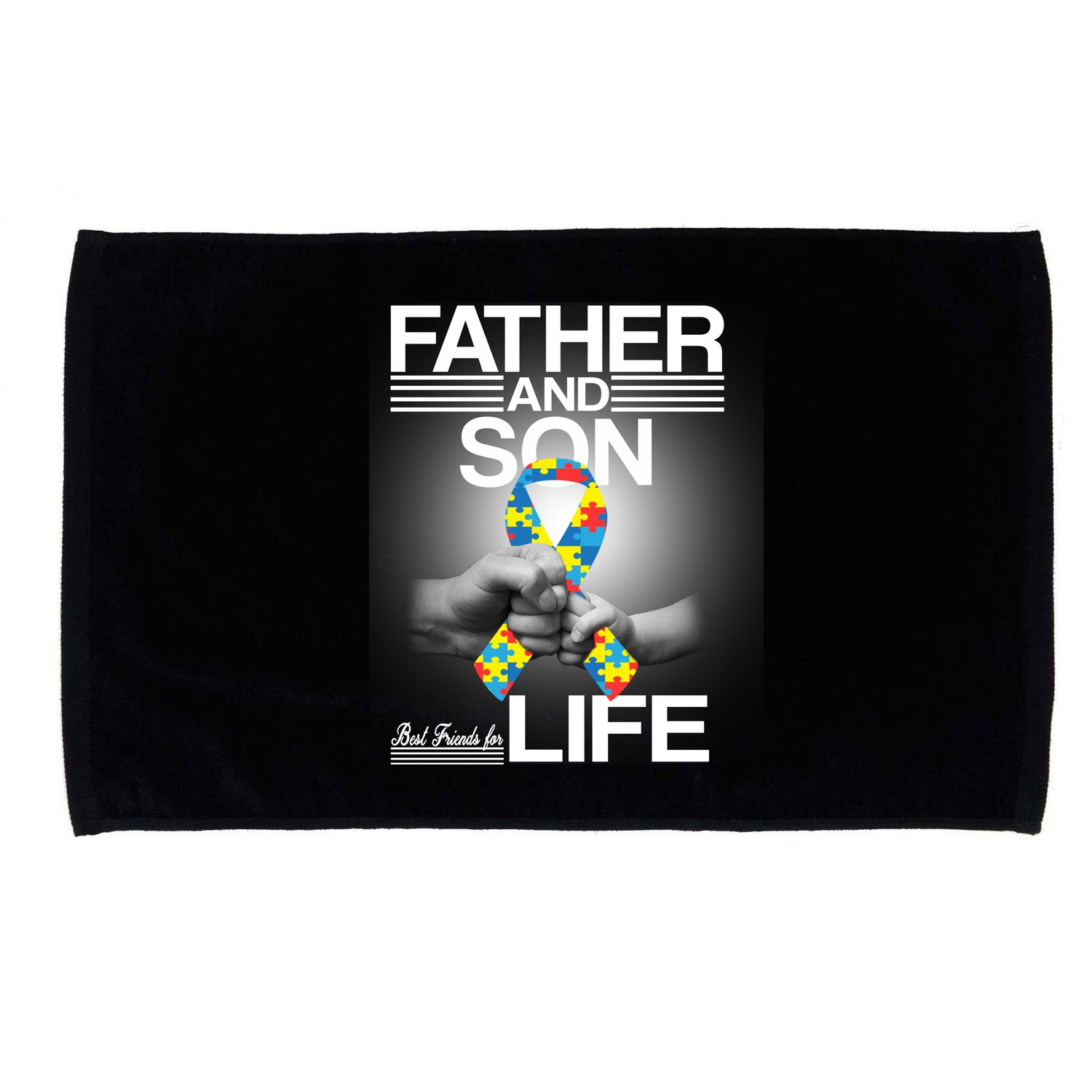Father Son Best Friends For Life Autism Awareness Microfiber Hand Towel