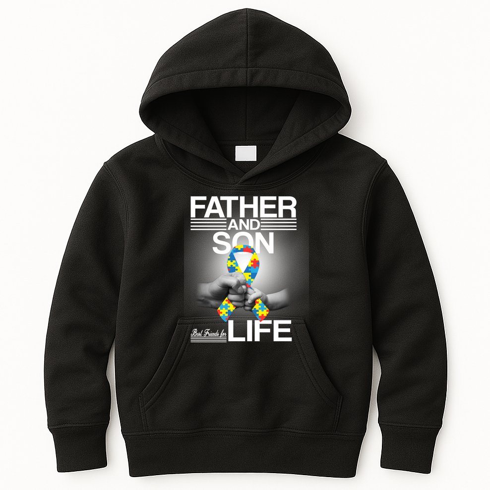 Father Son Best Friends For Life Autism Awareness Kids Hoodie