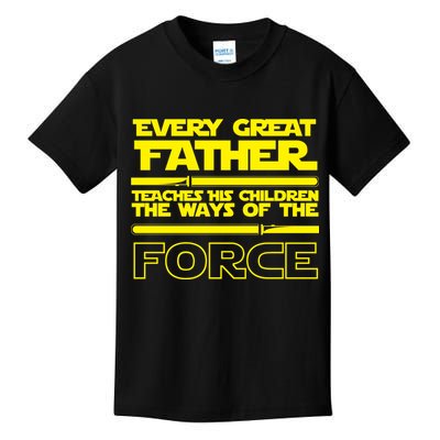 Father Teaches The Ways Of The Force Kids T-Shirt