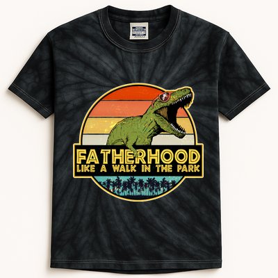 Fatherhood Like a Walk In The Park Fathers Day Kids Tie-Dye T-Shirt