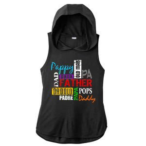 Father's Day Dad Daddy Papa Pops Names Ladies PosiCharge Tri-Blend Wicking Draft Hoodie Tank