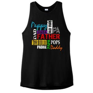 Father's Day Dad Daddy Papa Pops Names Ladies PosiCharge Tri-Blend Wicking Tank