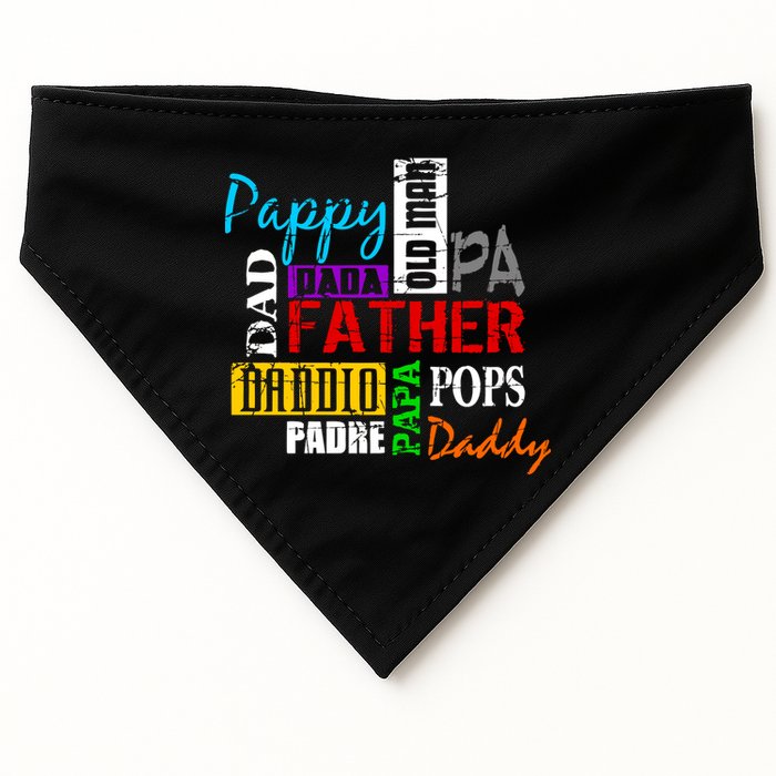 Father's Day Dad Daddy Papa Pops Names USA-Made Doggie Bandana