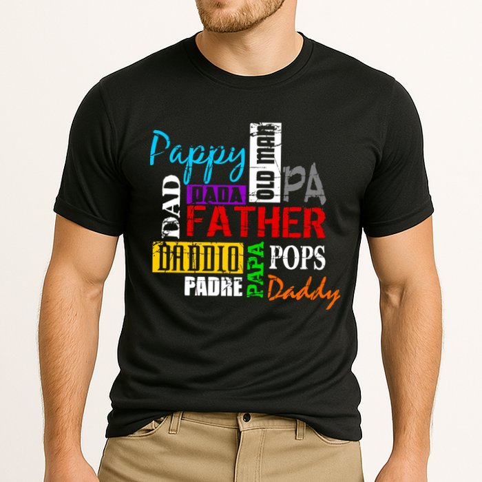 Father's Day Dad Daddy Papa Pops Names Cooling Performance Crew T-Shirt