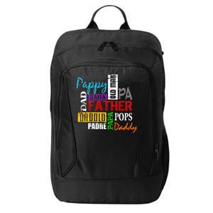 Father's Day Dad Daddy Papa Pops Names City Backpack