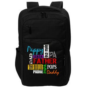 Father's Day Dad Daddy Papa Pops Names Impact Tech Backpack