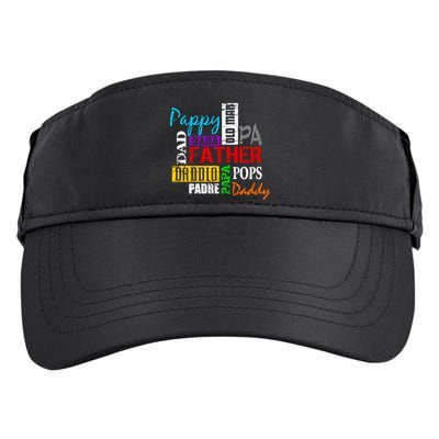 Father's Day Dad Daddy Papa Pops Names Adult Drive Performance Visor
