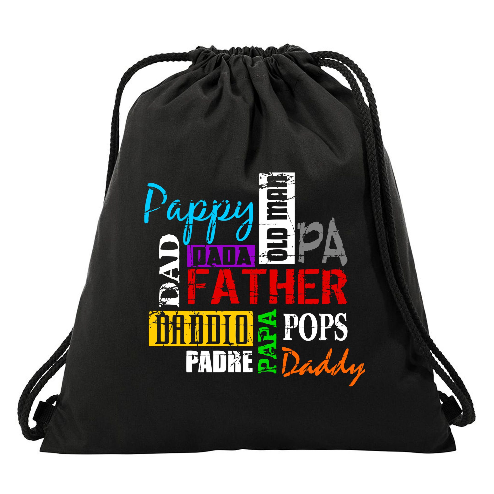 Father's Day Dad Daddy Papa Pops Names Drawstring Bag